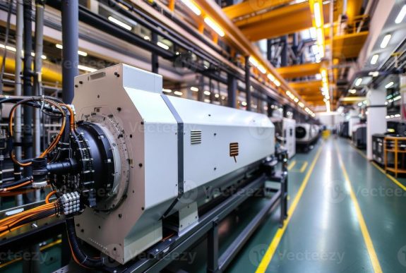 ai-generated-electric-motor-production-line-is-in-factory-for-industrial-photo